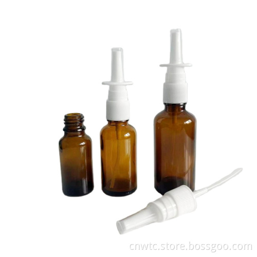 Medical Glass Bottle with Oral Throat Mist Spray and Pump Nasal Sprayer - 30ml